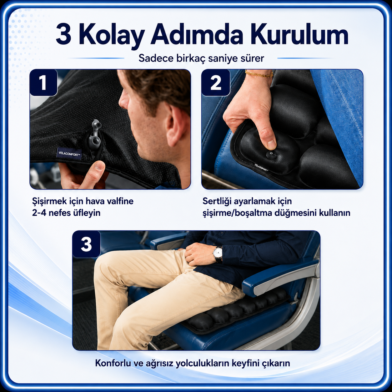 VELACOMFORT™ Hava Destekli Oturma Pedi